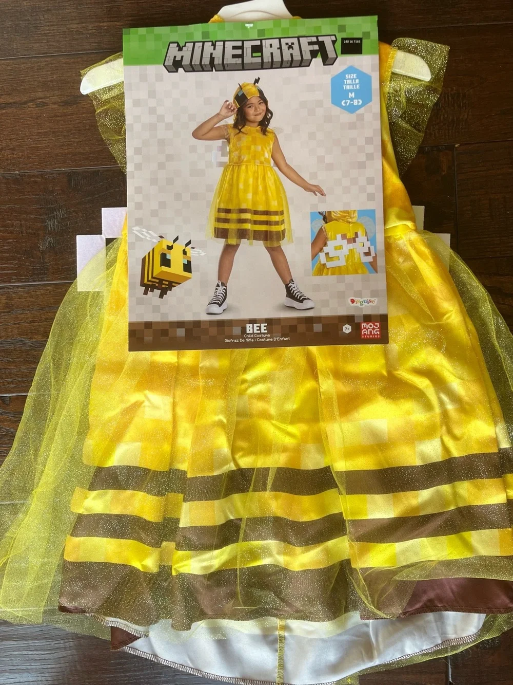 Disguise Minecraft Bee Girls Yellow Dress Costume with Brown Accents - Picture 2 of 6